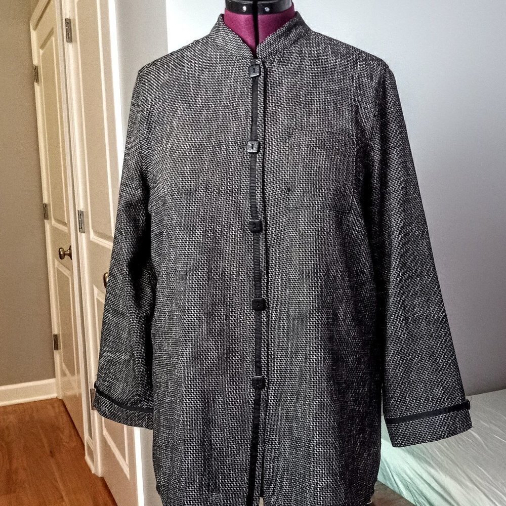 CLC B&W Print Button-Front LS Shirt Jacket - Picture 1 of 5